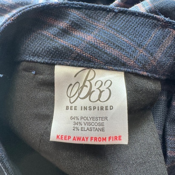 Bee Inspired B33 plaid checkered‎ men's pants size  34S - Picture 3 of 9